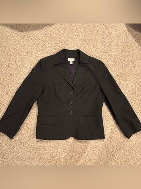 Ann Taylor Loft Petites Women’s Black Formal Button Up Blazer Collared Size 12P